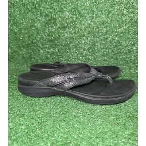 Crocs Capri V Womens Size 7 Black Shimmer Dual Comfort Flip Flops Thong Sandals